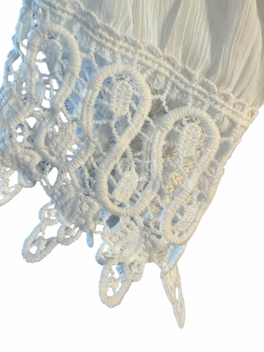 Lulumari White Lace Crochet Peasant Blouse - Picture 5 of 8